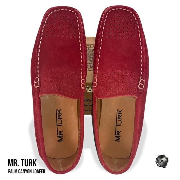 MR TURK PALM CANYON LOAFERS IN RED SUEDE MEN’S SIZE 9 LEATHER DRIVING MOCCASINS - Picture 5 of 12